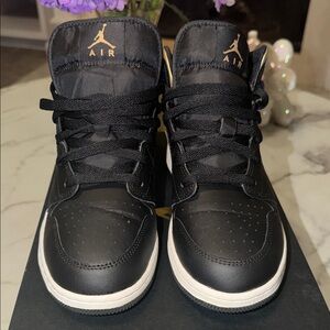 Air Jordan Black and Gold High-Top